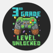 3rd Grade Level Unlocked Gamer Controller Back To Ronde Sticker (Voorkant)