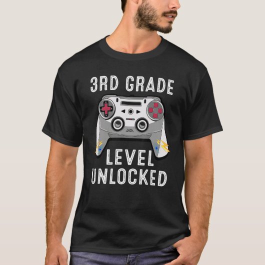 3rd Grade Level Unlocked Gamer First Day Of School T-shirt (Voorkant)