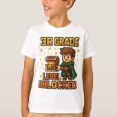 3rd Grade Level Unlocked Gamer T-Shirt – Pixel Adv (Voorkant)