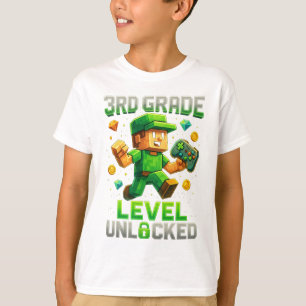 3rd Grade Level Unlocked Gamer T-Shirt – Pixel Vid