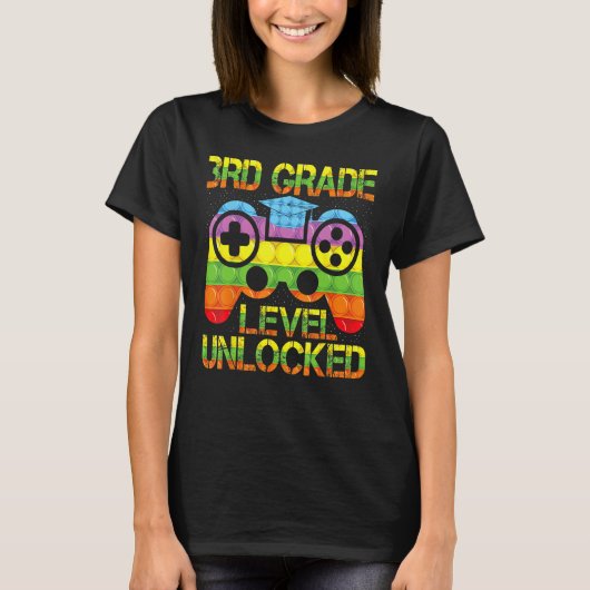 3rd Grade Level Unlocked Pop It Video Game Back To T-shirt (Voorkant)
