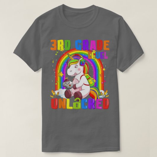 3rd Grade Level Unlocked Rainbow Unicorn Back To S T-shirt (Design voorkant)