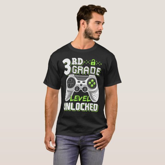 3rd Grade Level Unlocked Video Game Back To School T-shirt (Voorkant volledig)