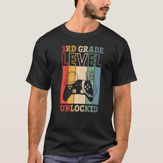 3rd Grade Level Unlocked VideoGame Back to School T-shirt (Voorkant)