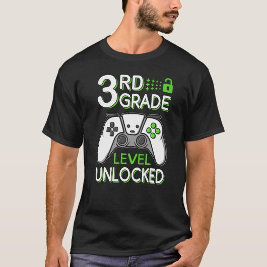 3rd Grade Level Unlocked VideoGame Gamer Back to S T-shirt (Voorkant)