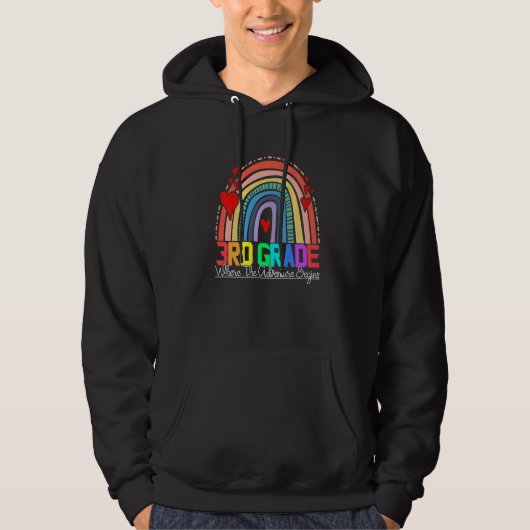 3rd grade rainbow leopard teacher team third grade hoodie (Voorkant)