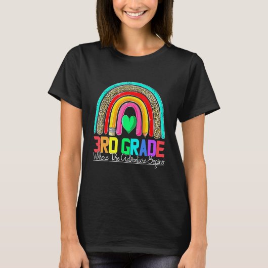 3rd grade rainbow leopard teacher team third grade t-shirt (Voorkant)
