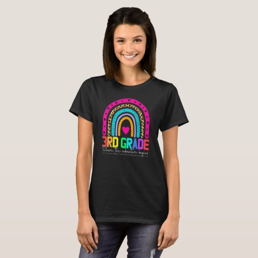 3rd grade rainbow leopard teacher team third grade t-shirt (Voorkant volledig)