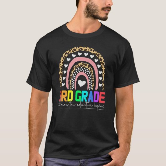3rd grade rainbow leopard teacher team third grade t-shirt (Voorkant)