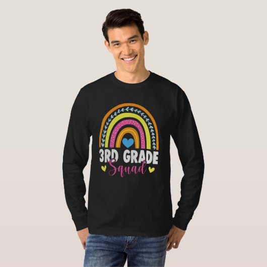 3rd Grade Squad Rainbow First Day Back To School T-shirt (Voorkant volledig)