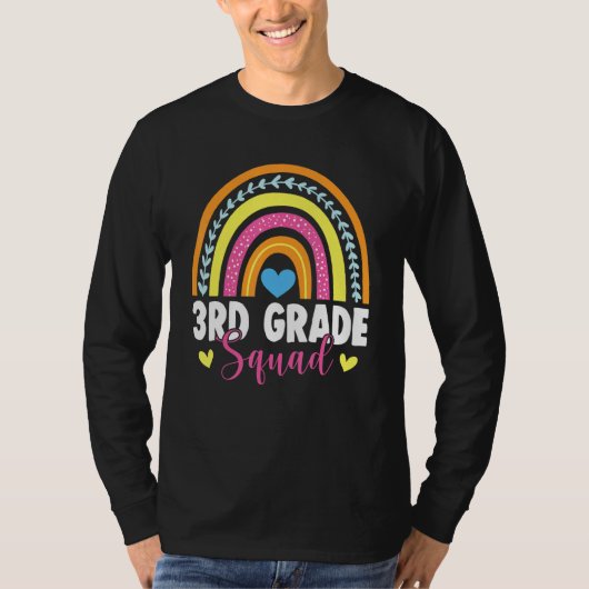3rd Grade Squad Rainbow First Day Back To School T-shirt (Voorkant)