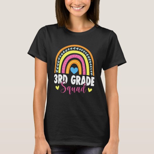 3rd Grade Squad Rainbow First Day Back To School T-shirt (Voorkant)