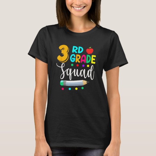3rd Grade Squad  Teacher Student Team Back To Scho T-shirt (Voorkant)