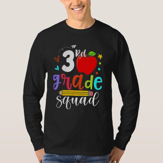 3rd Grade Squad Third Teacher Student Team Back To T-shirt (Voorkant)