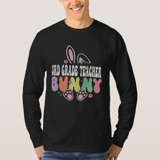 3rd Grade Teacher Bunny Easter Day Groovy Family M T-shirt (Voorkant)