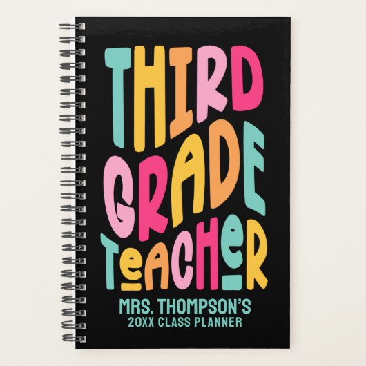 3rd Grade Teacher Colorful Text Planner (Voorkant)