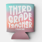 3rd Grade Teacher Pink Aqua Ombre Blikjeskoeler (Achterkant)