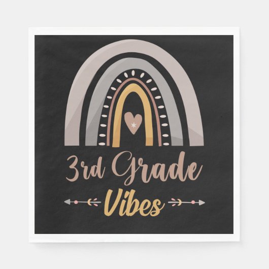 3rd Grade Vibes Rainbow Third Grade Back to School Servet (Voorkant)