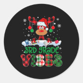 3rd Grade Vibes Teacher Buffalo Red Plaid Reindeer Ronde Sticker (Voorkant)