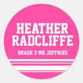 3rd Grader school onderwijs naam id sticker roze (Voorkant)