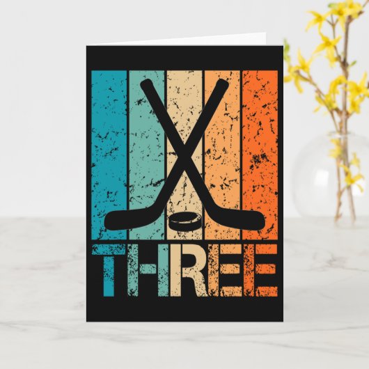 3rd Hockey Birthday 3 Year Old 3yr Boys Girl Birth Kaart (Gele Bloem)