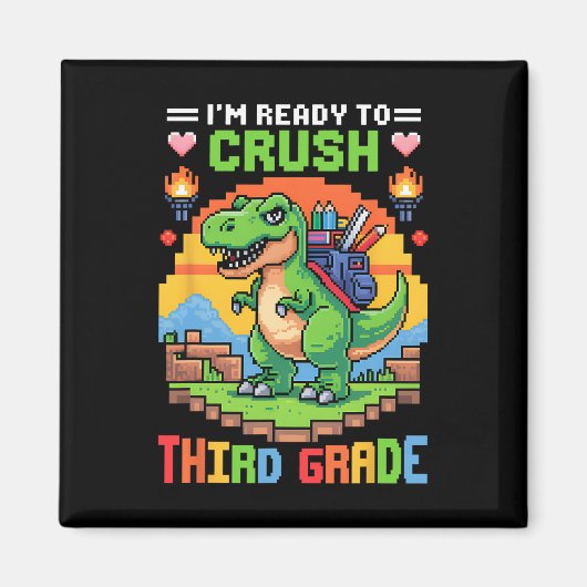 3rd I'm Ready To Crush Third Grade Dinosaur Gamer  Magneet (Voorkant)