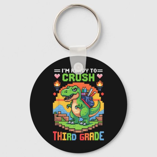3rd I'm Ready To Crush Third Grade Dinosaur Gamer  Sleutelhanger (Voorkant)