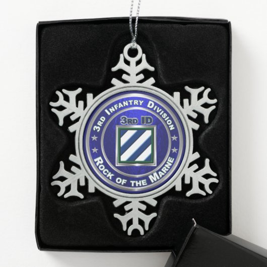 3rd Infantry Division Tin Sneeuwvlok Ornament (Kistje)