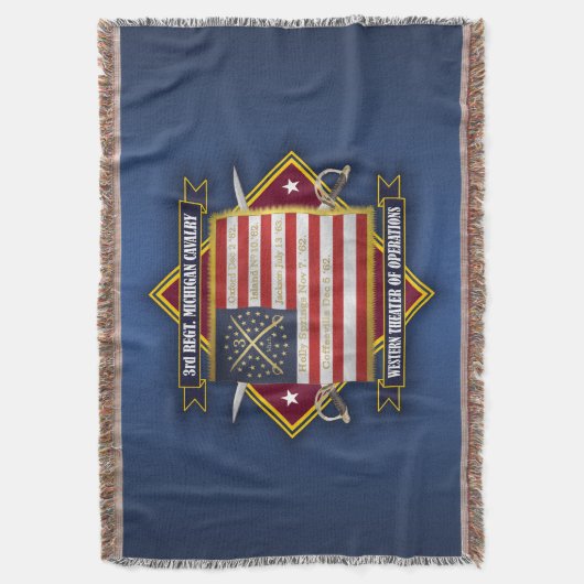3rd Michigan Cavalry Deken (Voorkant Verticaal)