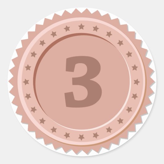 3rd Place Bronze Medal Ronde Sticker (Voorkant)