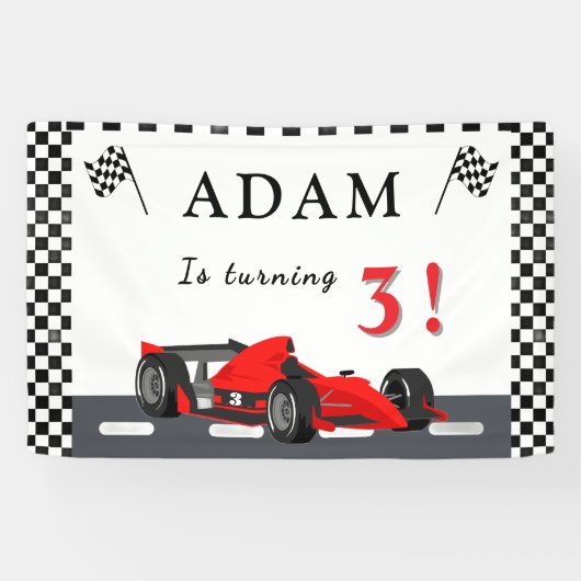 3rd Race Car Birthday – Party Banner Fun!  (Horizontaal)