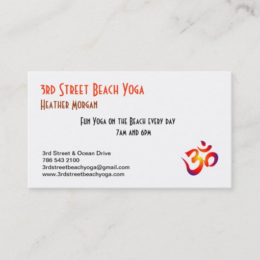3rd Street Beach Yoga Visitekaartje (Voorkant)