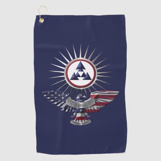 3rd Sustainment Command Special Design Adelaar Golfhanddoek (Voorkant)
