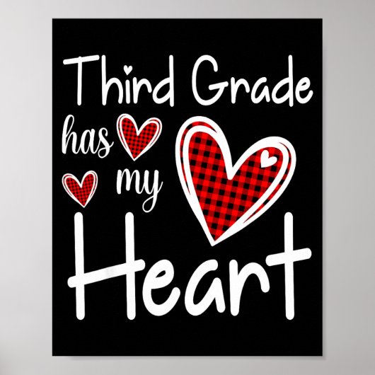 3rd Third Grade Has My Heart Buffalo Print Teacher (Voorkant)