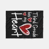 3rd Third Grade Has My Heart Buffalo Print Teacher Fleece Deken (Voorkant (Horizontaal))
