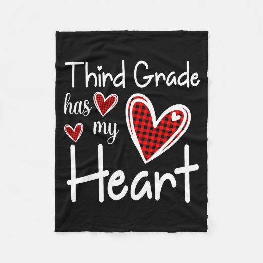 3rd Third Grade Has My Heart Buffalo Print Teacher Fleece Deken (Voorkant)