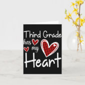 3rd Third Grade Has My Heart Buffalo Print Teacher Kaart (Gele Bloem)