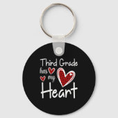 3rd Third Grade Has My Heart Buffalo Print Teacher Sleutelhanger (Voorkant)