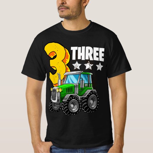 3rd Tractor Birthday Party Farm Educational 3 Year T-shirt (Voorkant)