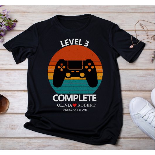 3rd Wedding Anniversary Custom Retro Video Game T-shirt