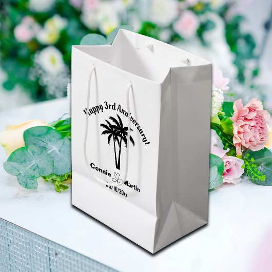 3rd Wedding Anniversary Palm Trees Medium Cadeauzakje