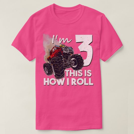 3th Birthday Boy Monster Truck 3 Years Old 2 T-shirt (Design voorkant)