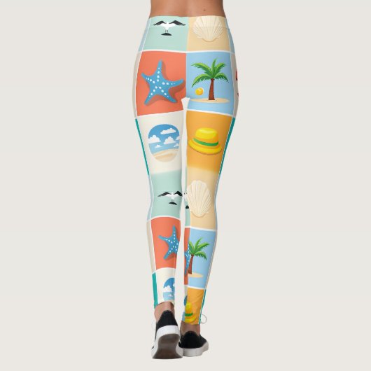 3x3 Beach Pattern Design Leggings (Achterkant)