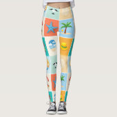 3x3 Beach Pattern Design Leggings (Voorkant)