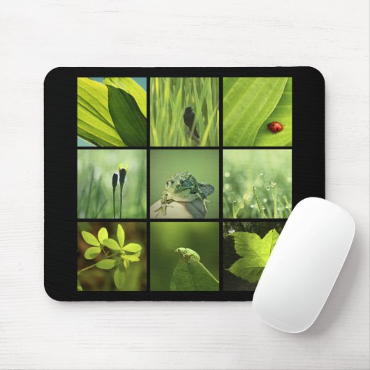 3x3 foto's van groene natuur Mousepad Muismat (Met muis)