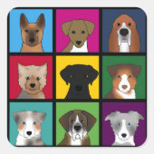 3x3 Hunde Vierkante Sticker (Voorkant)