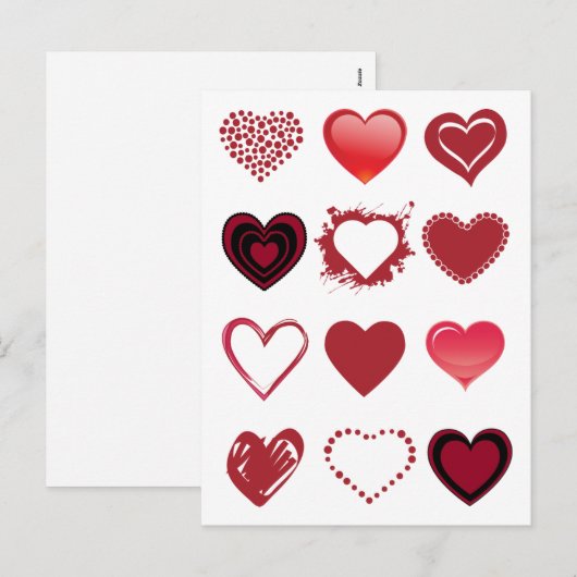 3x4 Heart Grid Valentijn Briefkaart (Voorkant / Achterkant)