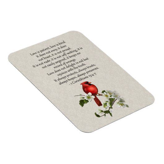 3x4 Red Bird Dogwood Love is Patiënt Love is Kind Magneet (Rechterzijde)