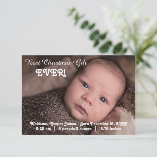 3x5 Aankondiging geboorte Beste kerstcadeau ooit (Staand voorkant)