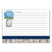 3x5 Blue Navy Hydrangea Mason Jar Recipe Cards Kaart (Achterkant)